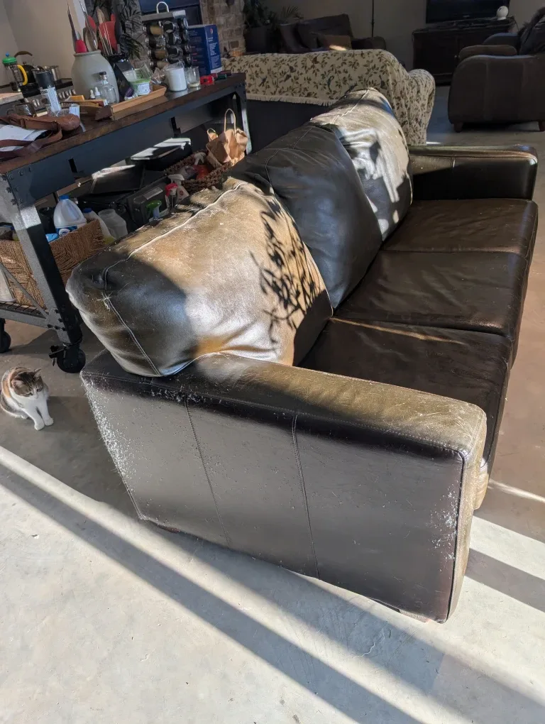 Brown Faux Leather Sofa Pullout image indicator(4)