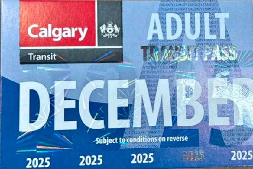 ELECTRONICS Calgary Transit Adult December 2025 Transit Pass