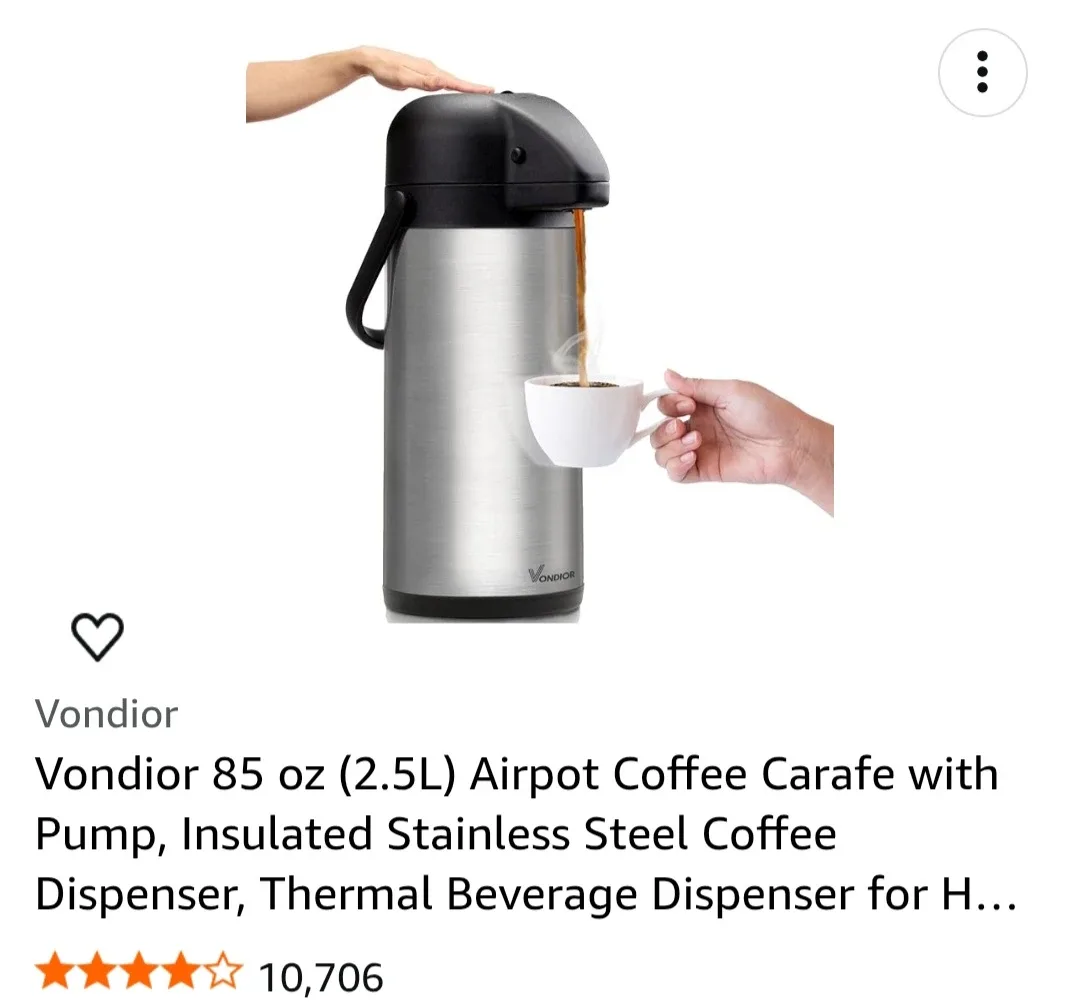 Vondior 85 oz Airpot Coffee Carafe