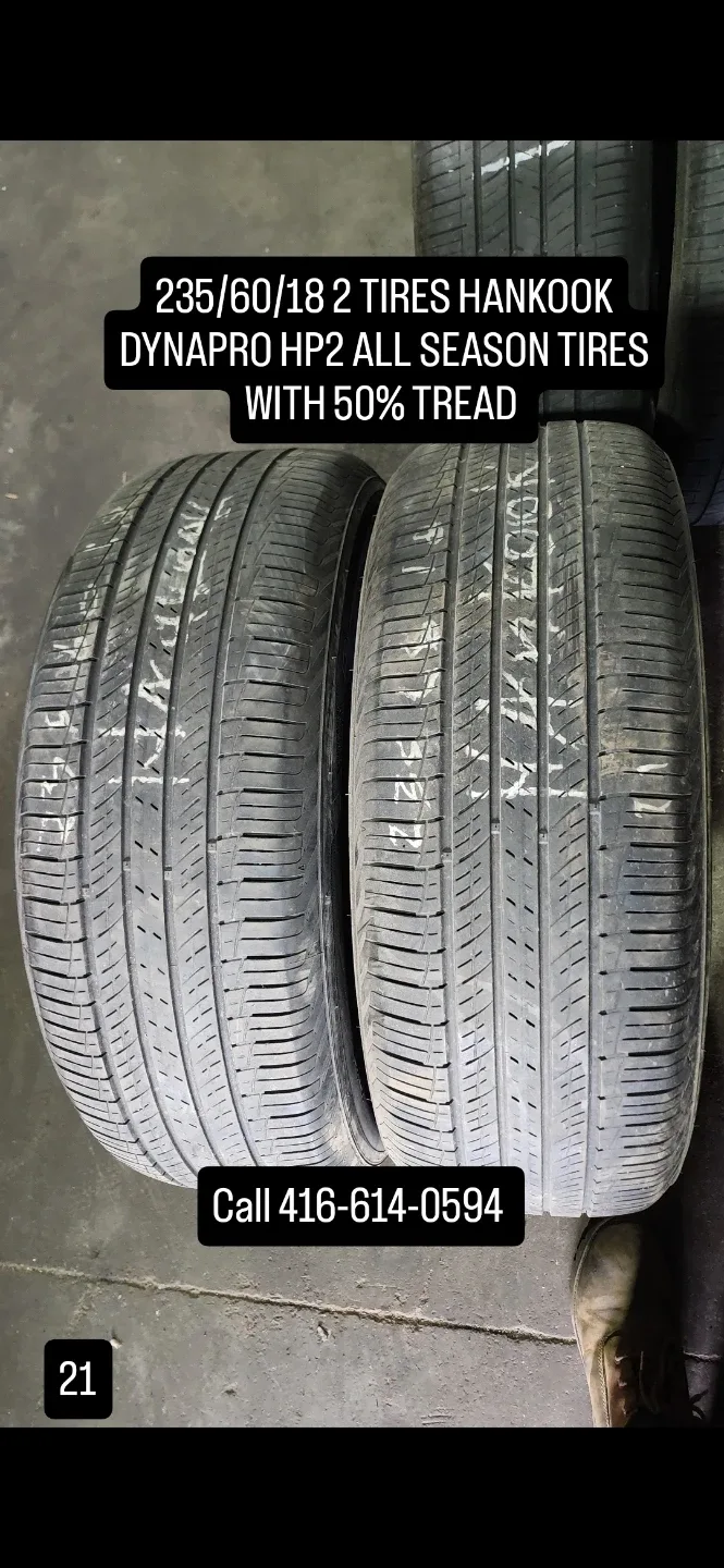 2 Hankook Dynapro HP2 All Season Tires 235/60/18 thumbnail