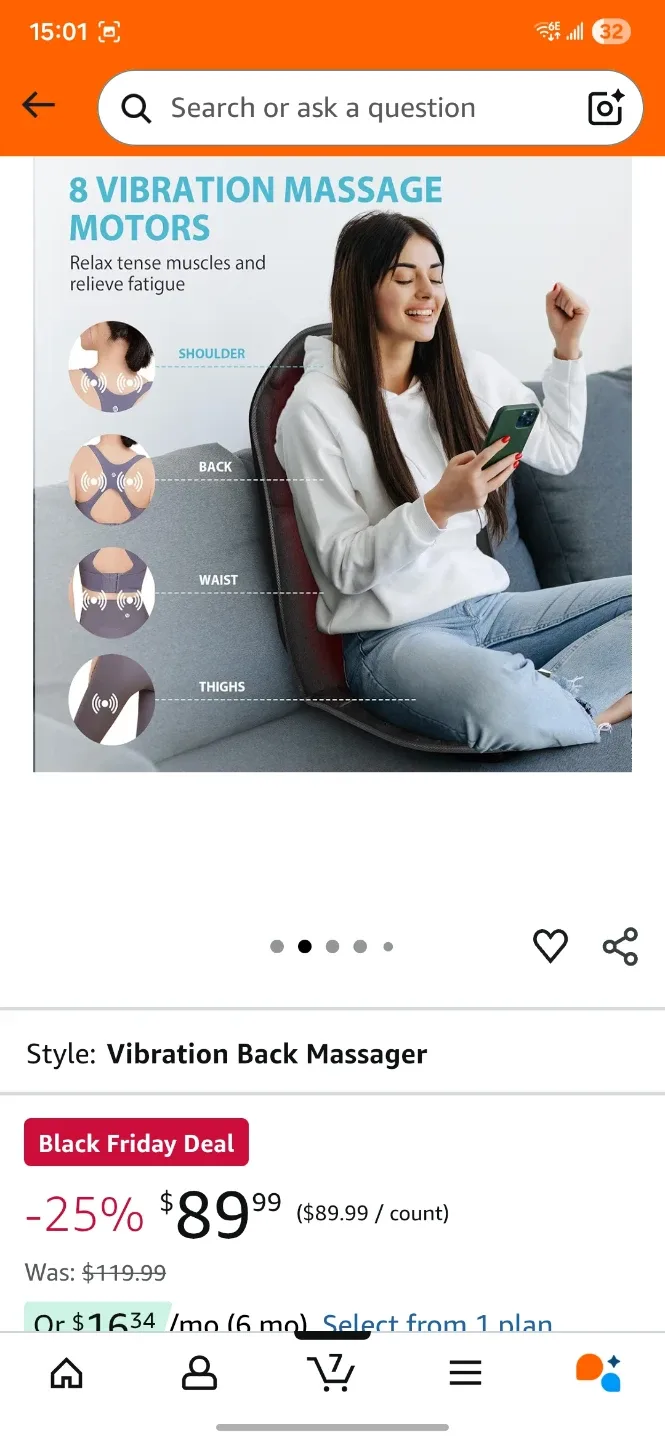 Vibration Back Massager with Heat image indicator(4)