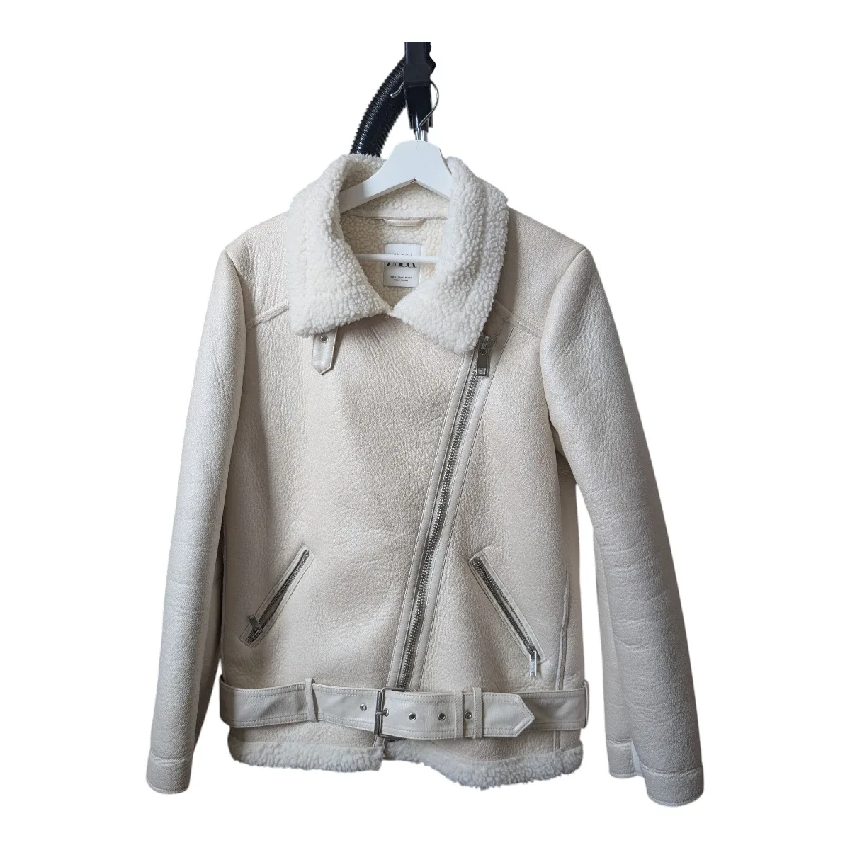 Zara Cream Sherpa lined winter Jacket-size medium