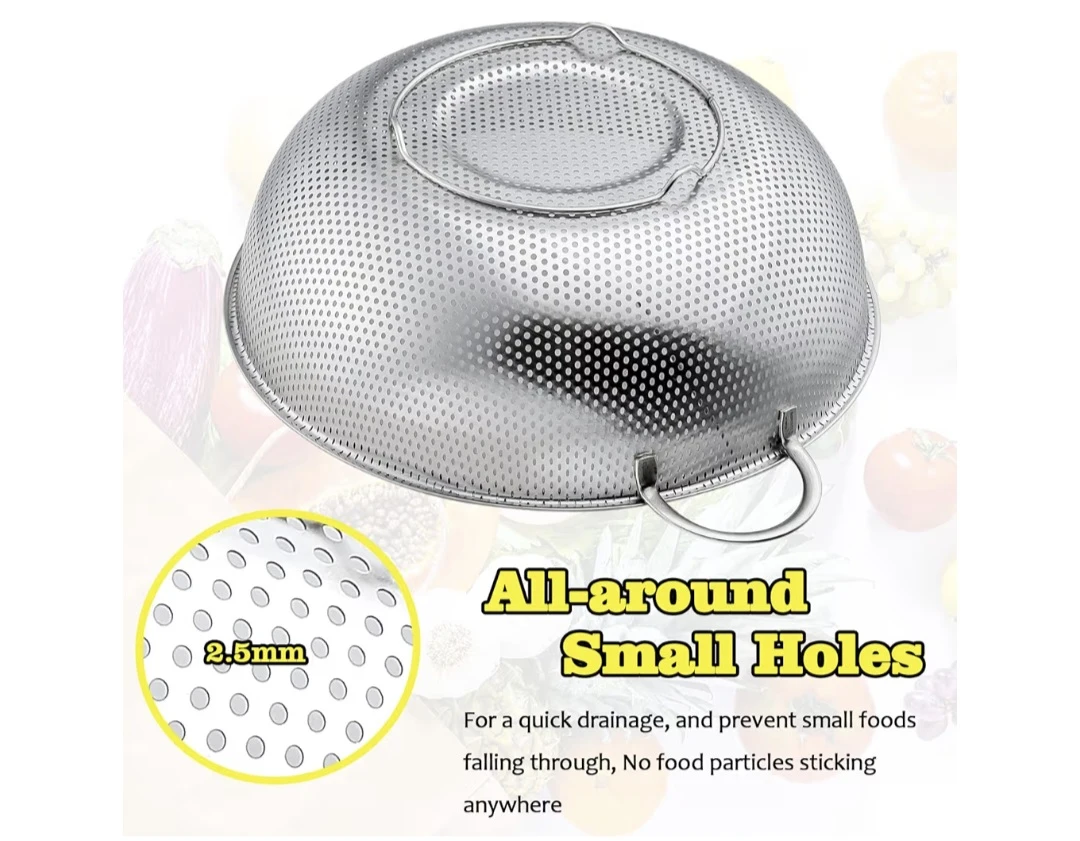 P&P Chef Stainless Steel Colander Set (8.8 + 11.2 Inch) - photo 2
