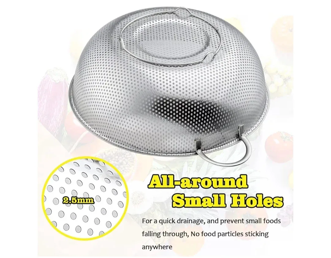 P&P Chef Stainless Steel Colander Set (8.8 + 11.2 Inch) image indicator(2)