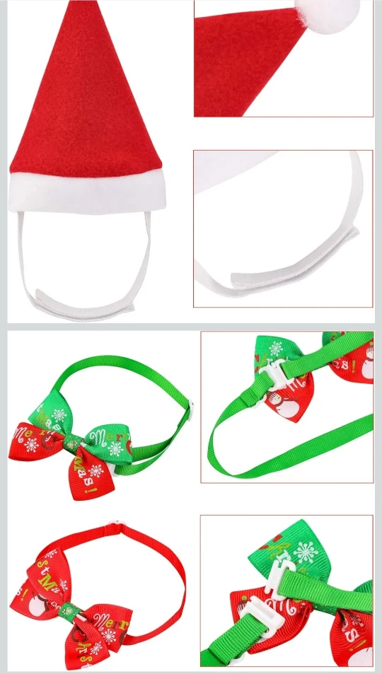 Christmas Pet Costume Set - Hat, Bandana, Bow Tie - photo 2