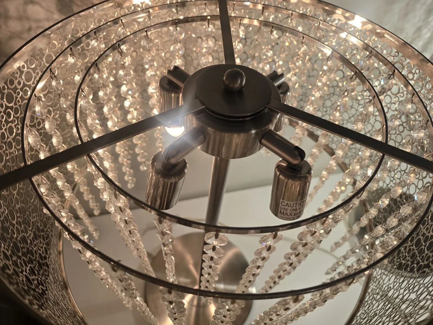 Set of 2 Silver Metal & Crystal Lamps image indicator(4)