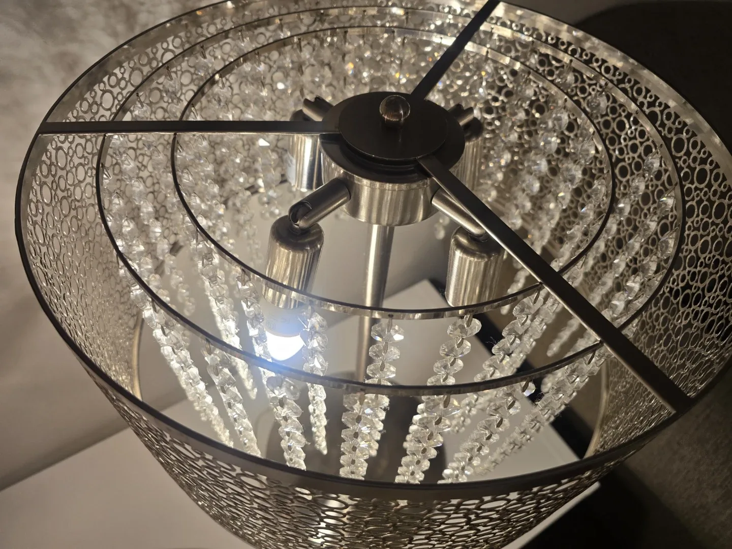 Set of 2 Silver Metal & Crystal Lamps image indicator(5)