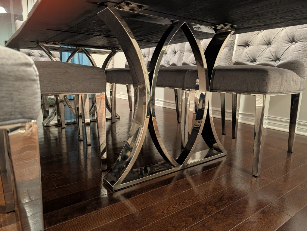 Nuevo Square Roots Couture Dining Table 10 Grey Dining Chairs - photo 3