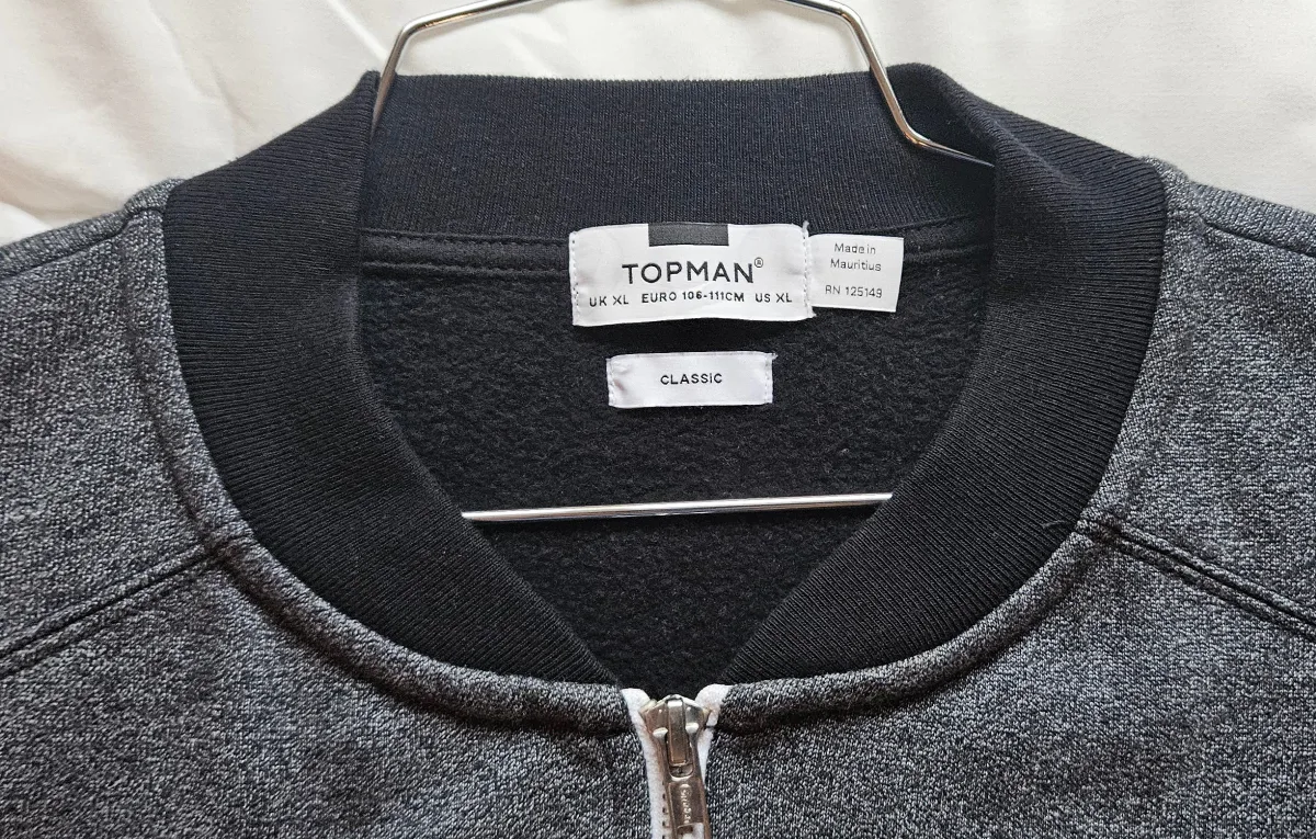 Top Shop Top Man Men’s Harvey Bomber Jacket Charcoal Size X-L image indicator(3)