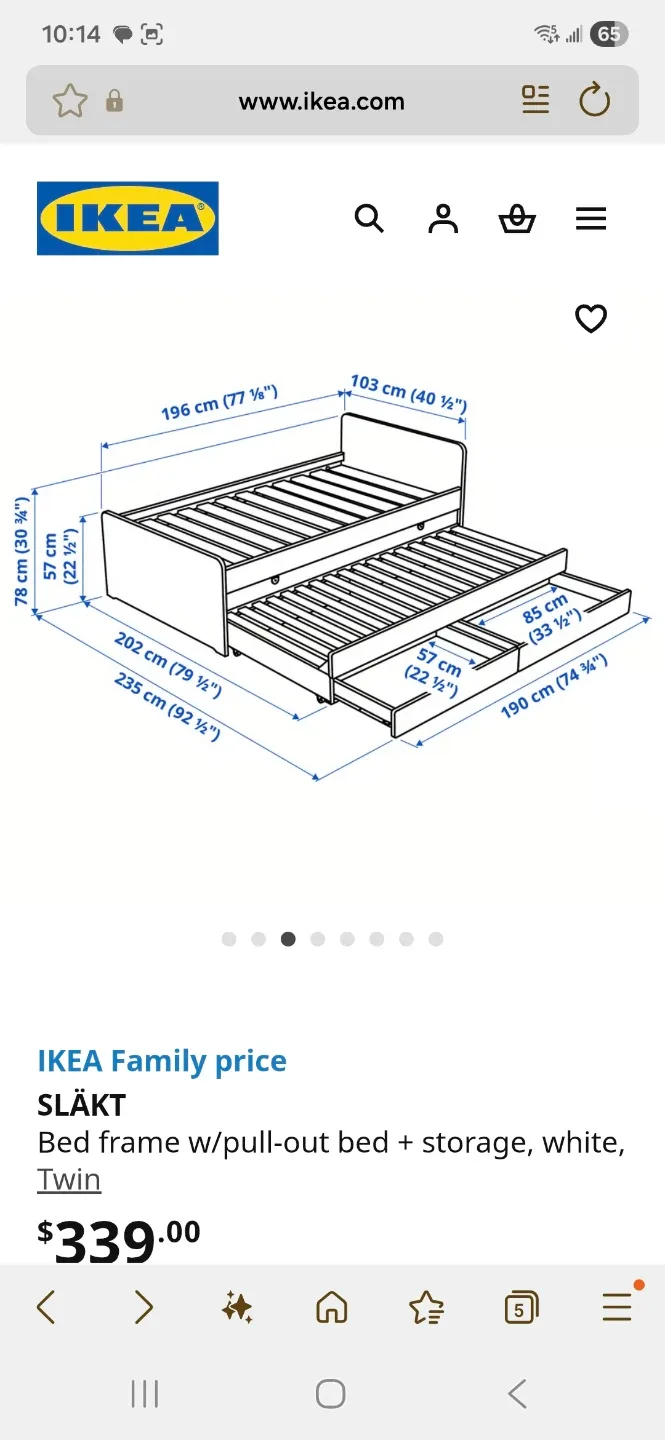 IKEA SLÄKT Bed frame w/pull-out bed + storage, Twin image indicator(2)