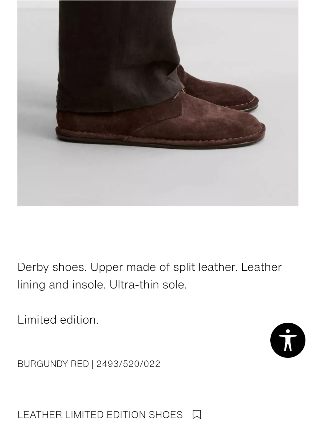 ZARA Man Leather Limited Edition Shoes - Burgundy Red - photo 4
