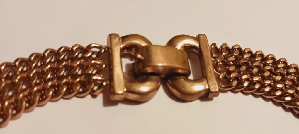 Bergé Designer Signed 1940s  Retro Modern Gold Plated Necklace image indicator(4)