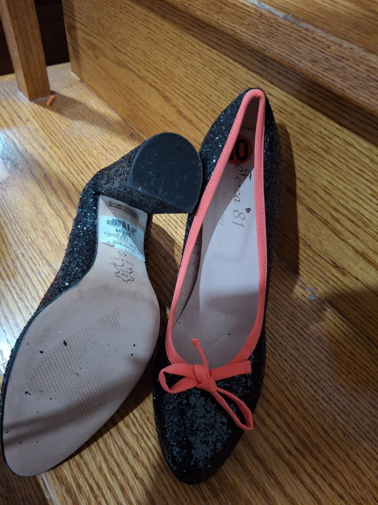 Fiocca 81 Black Glitter Heels - Size 10 - photo 4