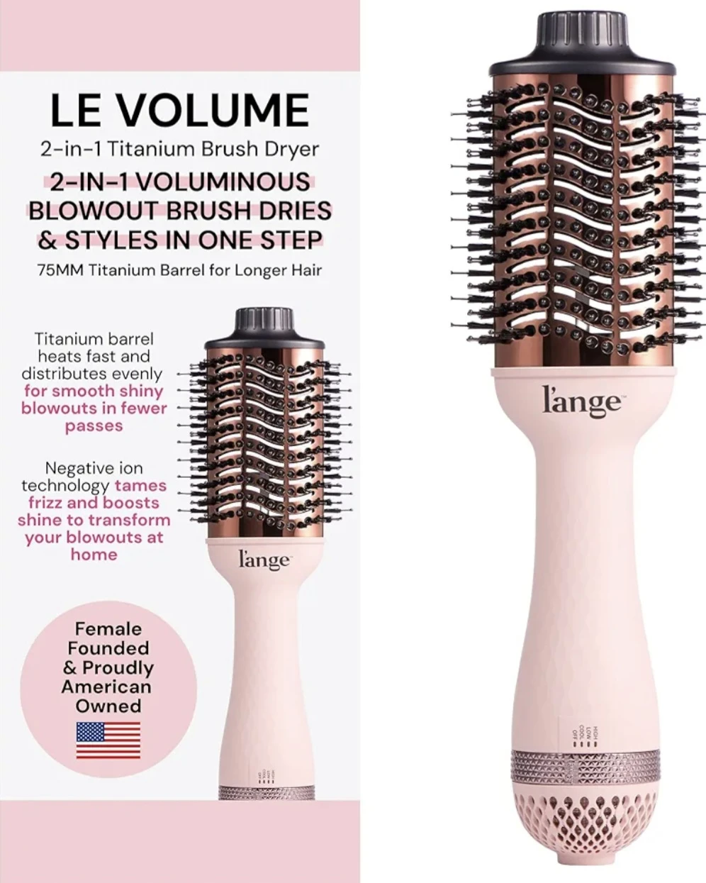 L'ange Le Volume 2-in-1 Titanium Brush Dryer 75MM