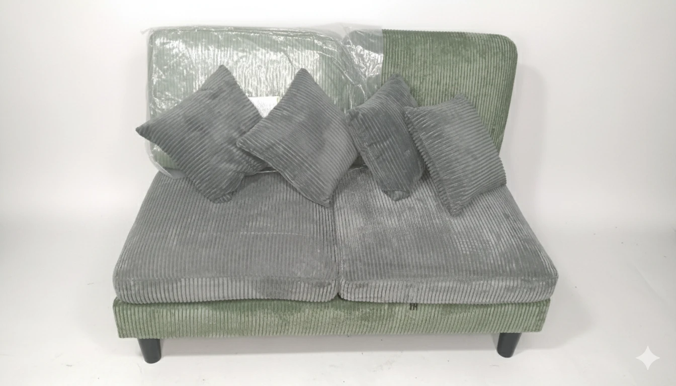 Modern stylish lovesit Corduoroy Gray and Green-extra cushions