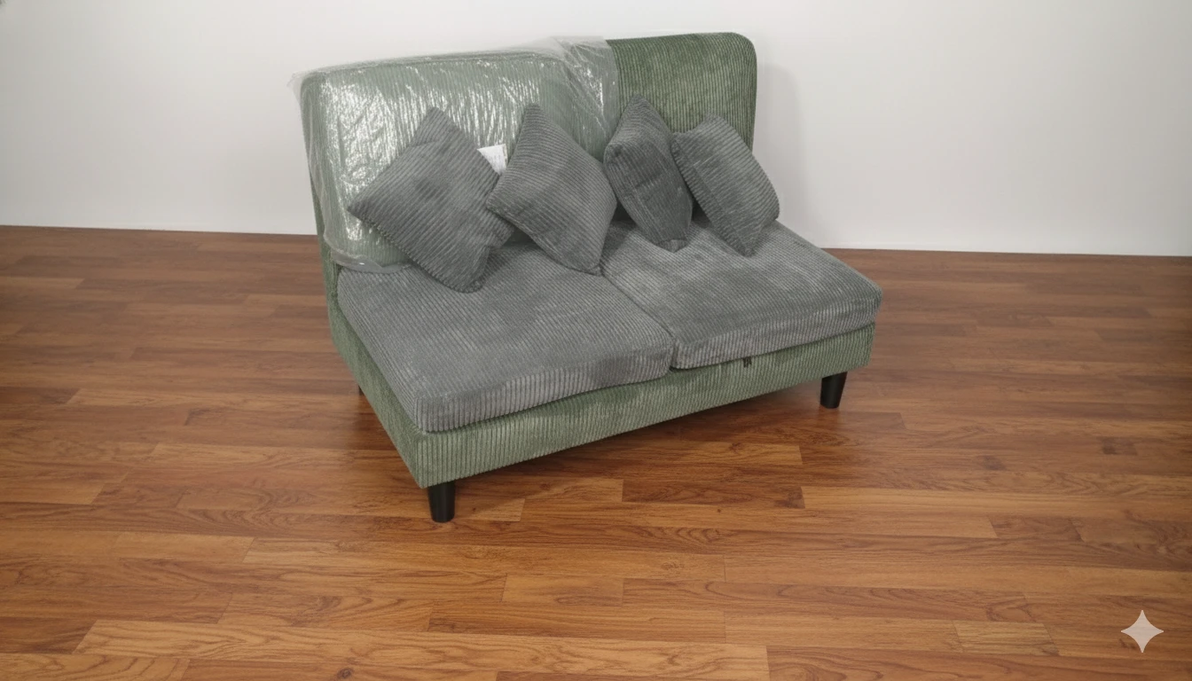Modern stylish lovesit Corduoroy Gray and Green-extra cushions - photo 2