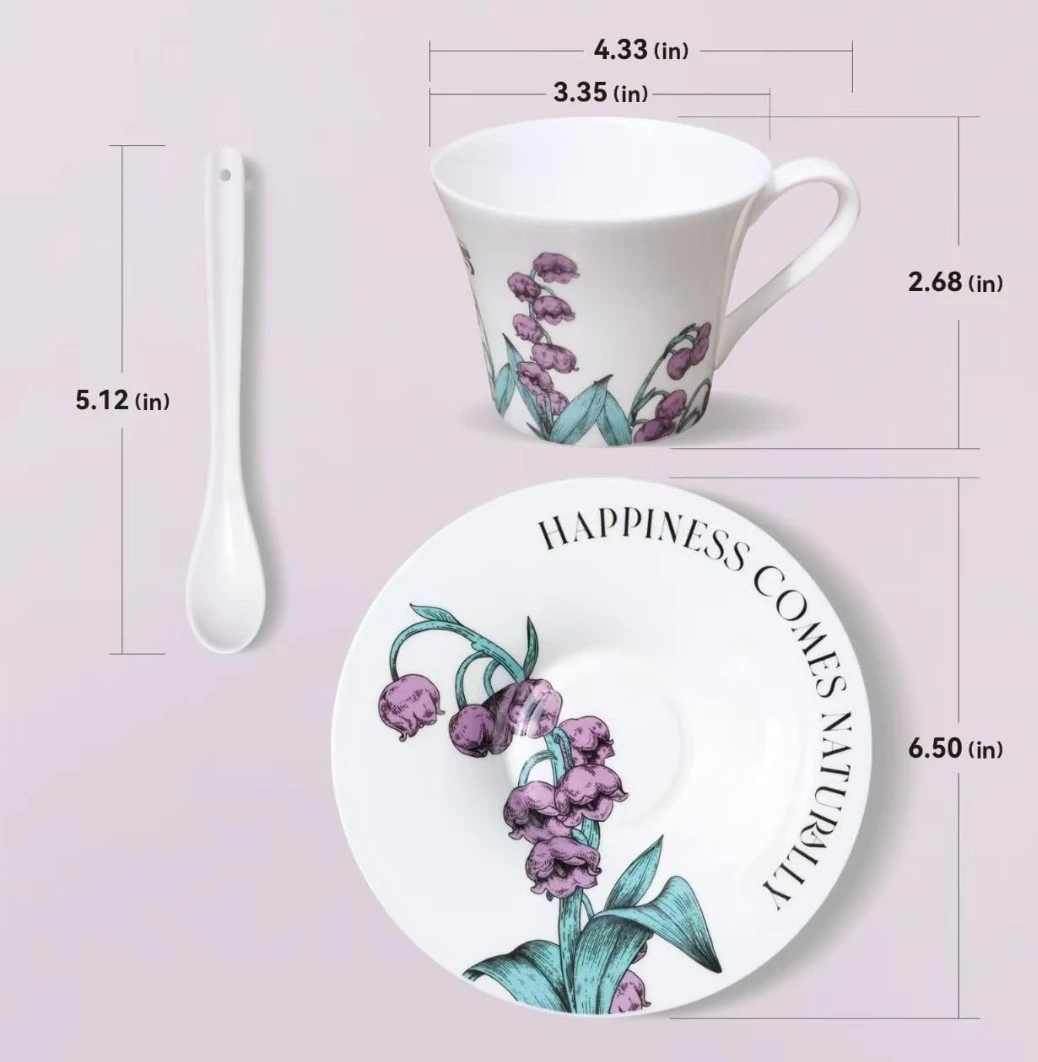 7oz Porcelain Tea Cup & Saucer Set - photo 3