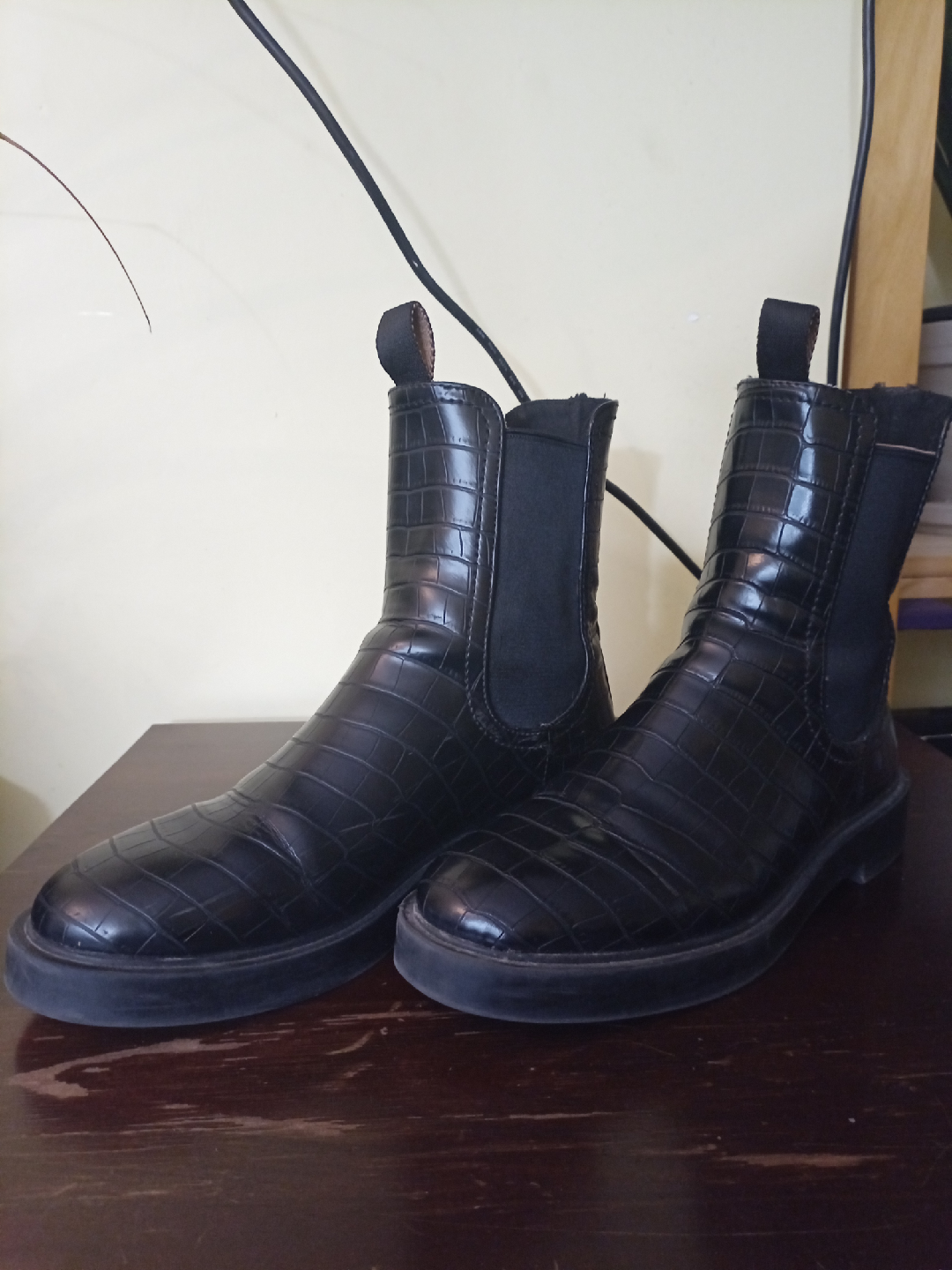 Black Croc Chelsea Boots