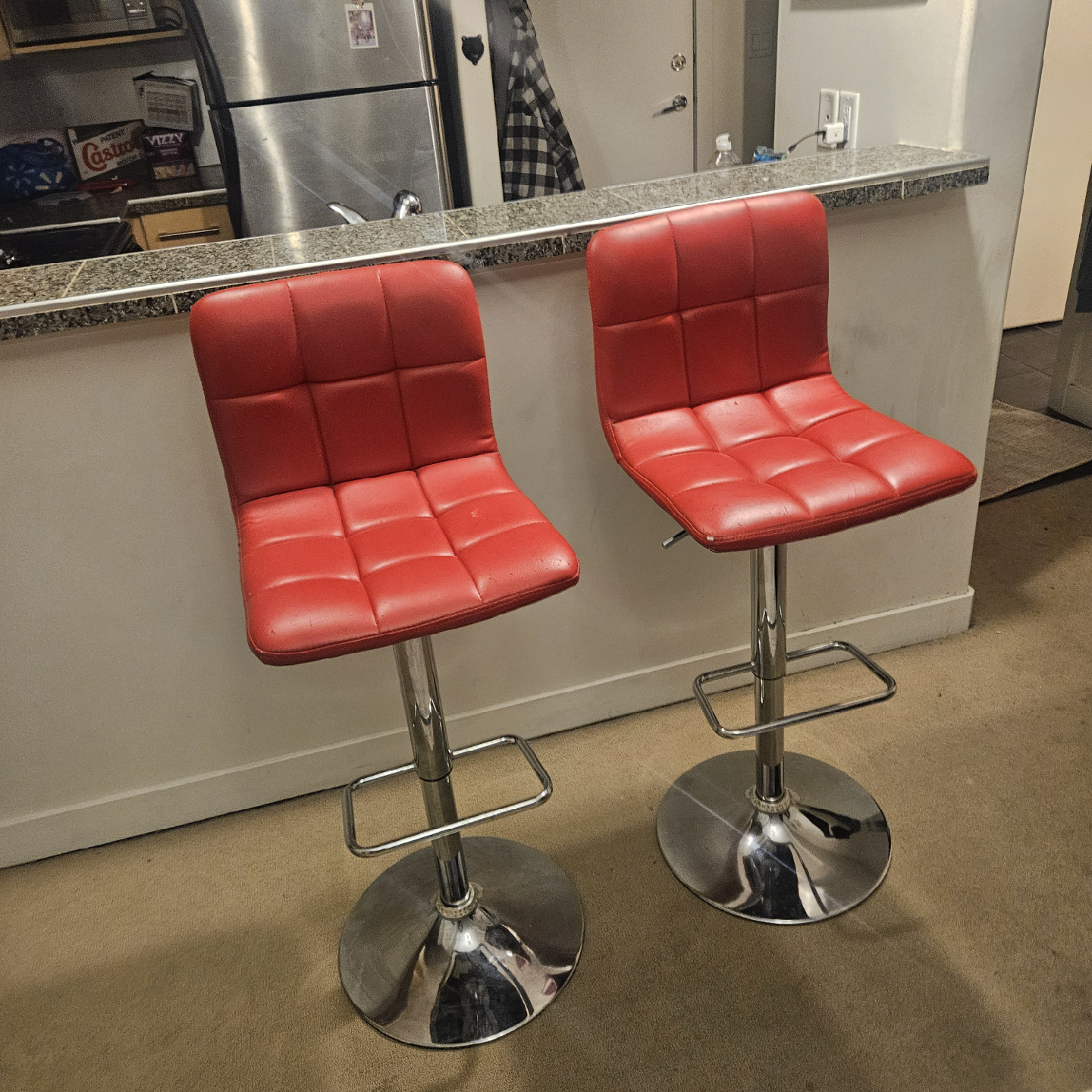 Set of 2 Red Swivel Bar Stools - photo 2