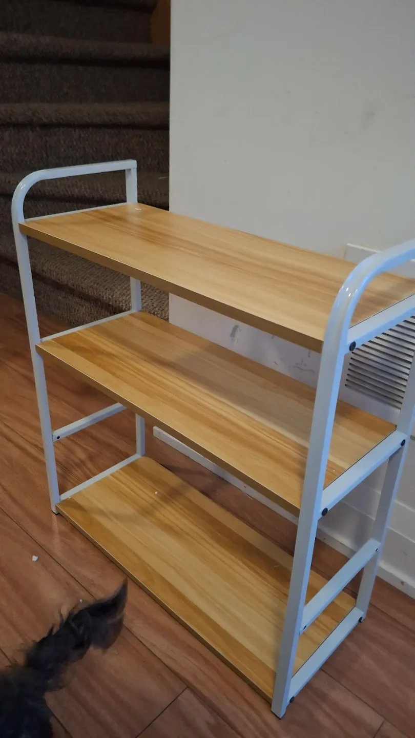 3-Tier Shelf - Wood & White Metal Frame (8x19.5" h:22) image indicator(4)