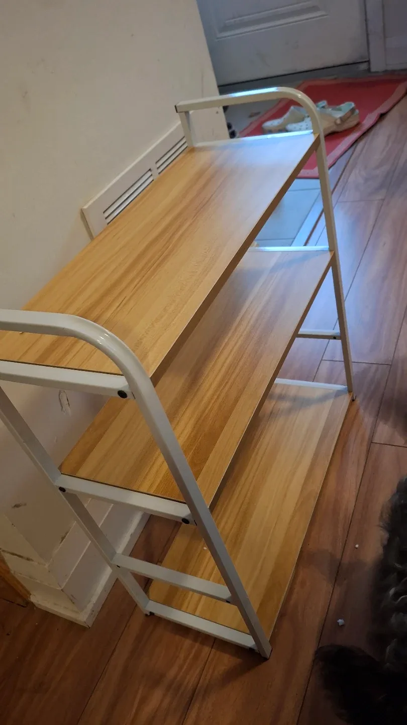 3-Tier Shelf - Wood & White Metal Frame (8x19.5" h:22) image indicator(5)