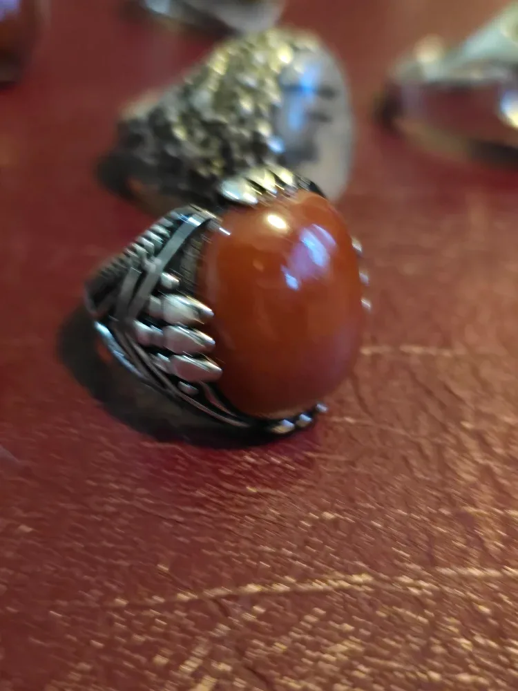 natural agate stone with 925 Silver Rings image indicator(10)