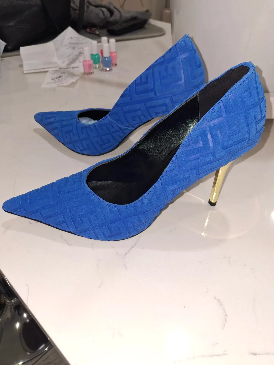 Balmain Blue Suede Pointed Heels image indicator(2)
