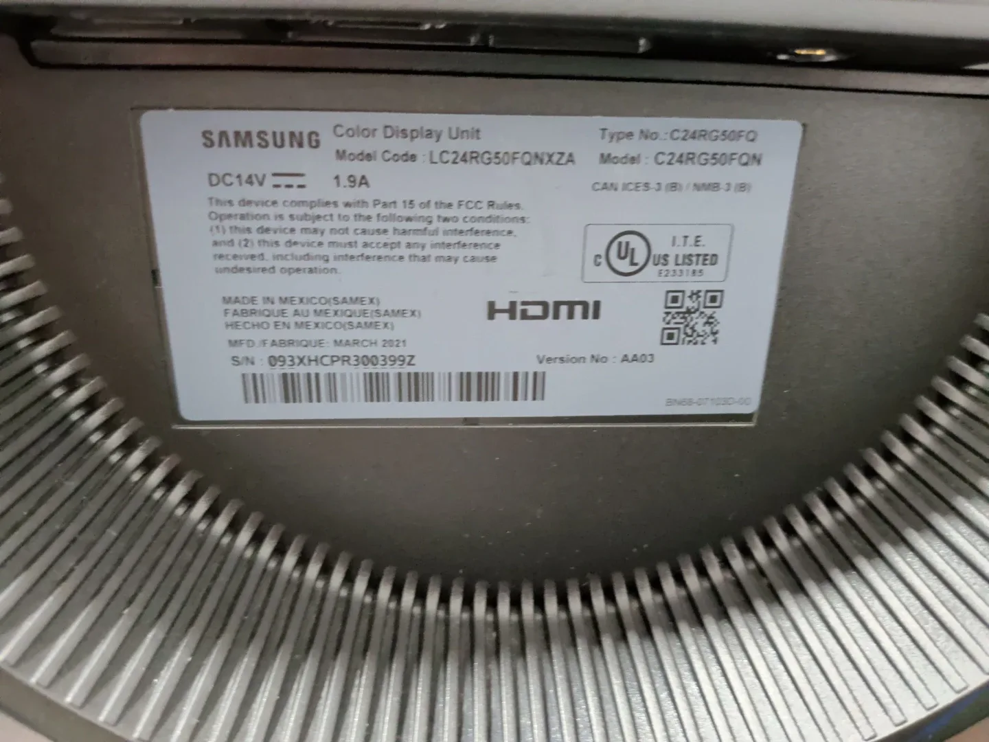 Samsung C24RG50FQN 24" Curved Gaming Monitor image indicator(2)