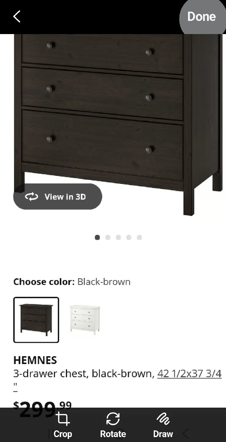 Ikea 3-Drawer Chest or Dresser Black-Brown image indicator(8)