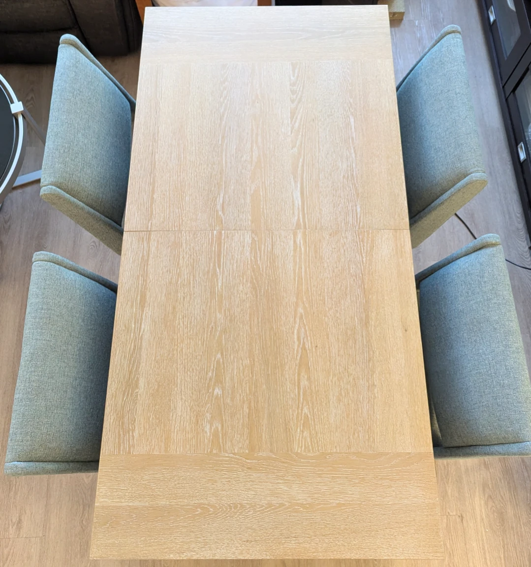 Dining Table with 4 Chairs - Light Wood Table & Blue Chairs