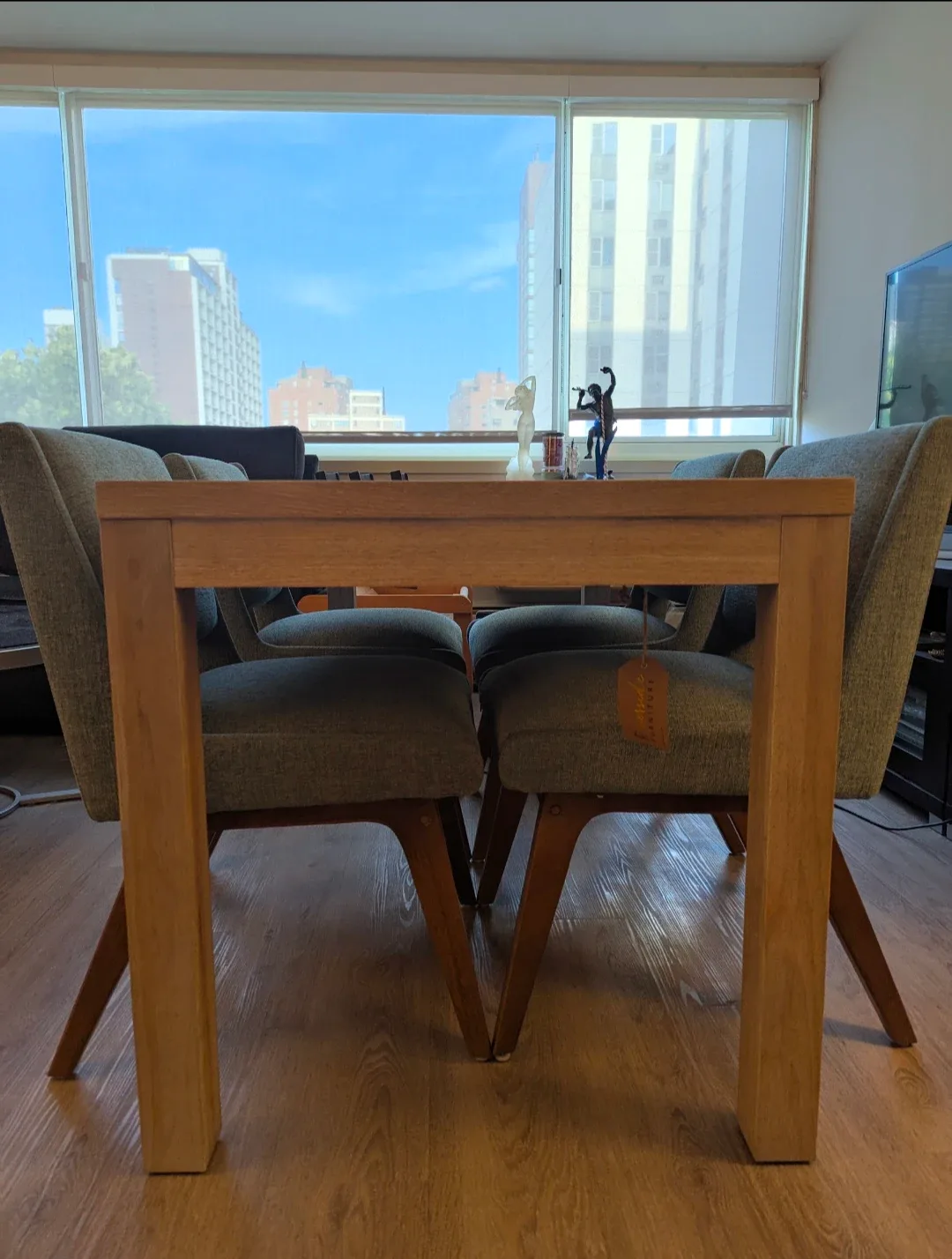 Dining Table with 4 Chairs - Light Wood Table & Blue Chairs image indicator(2)