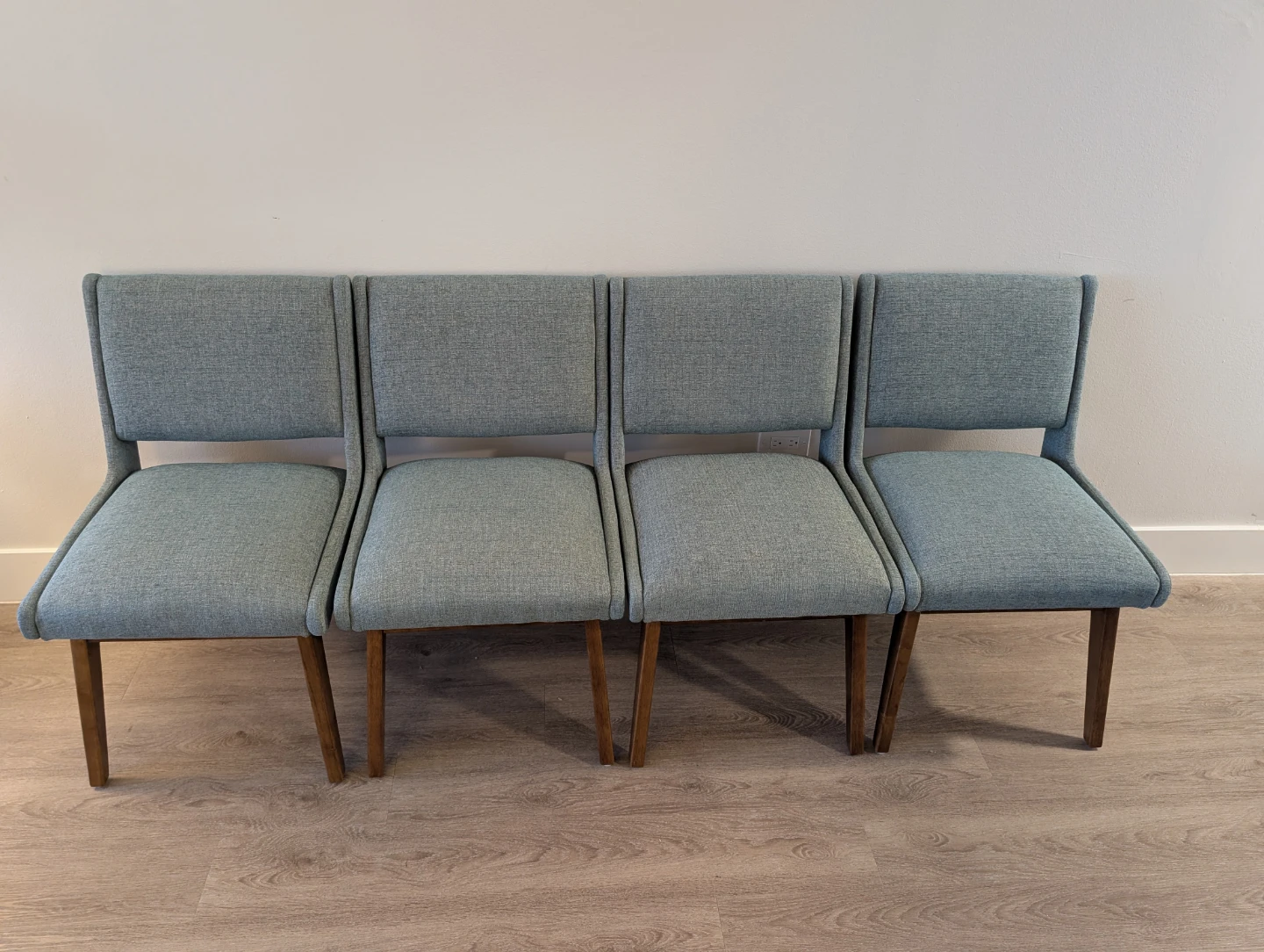 Dining Table with 4 Chairs - Light Wood Table & Blue Chairs - photo 4
