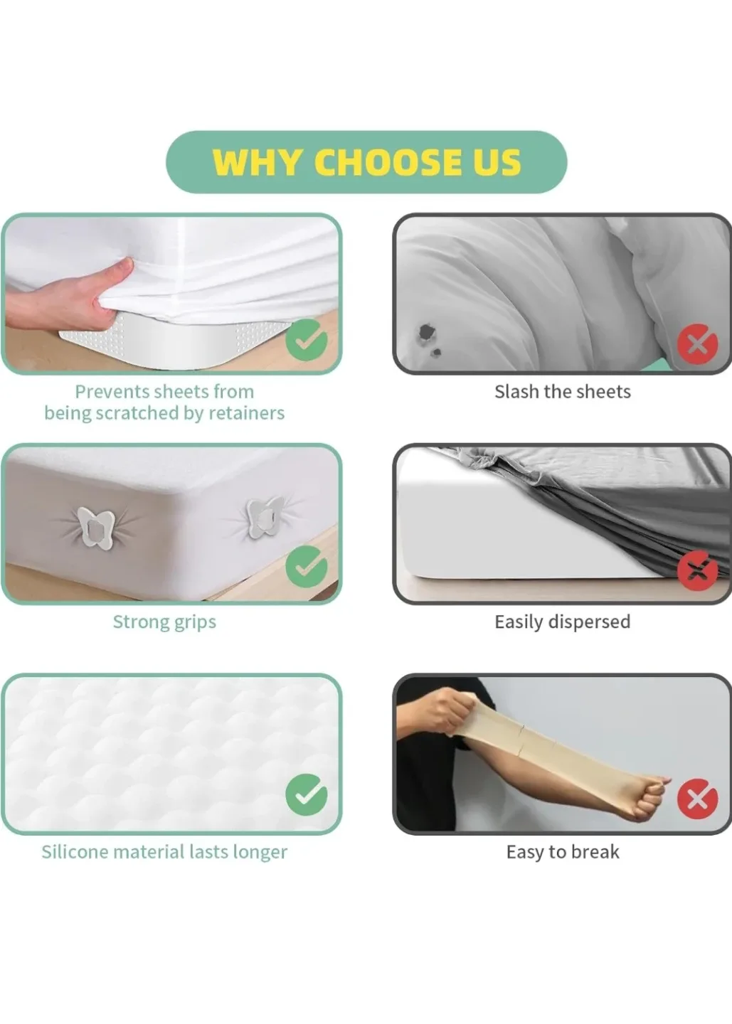 Bed Sheet Holder Straps - Say Goodbye to Messy Sheets! image indicator(8)