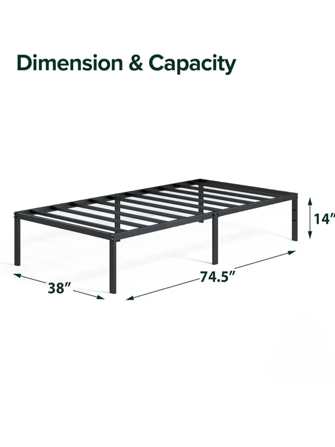 Twin 14-Inch Metal Bed Frame