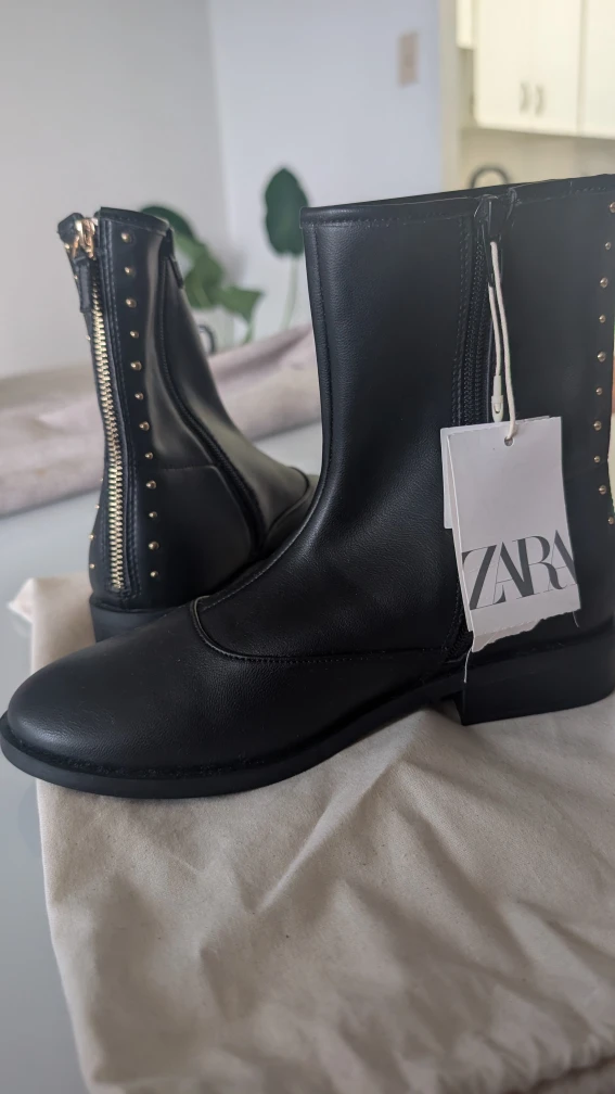 Zara Black Ankle Boots, Size 6 - photo 3