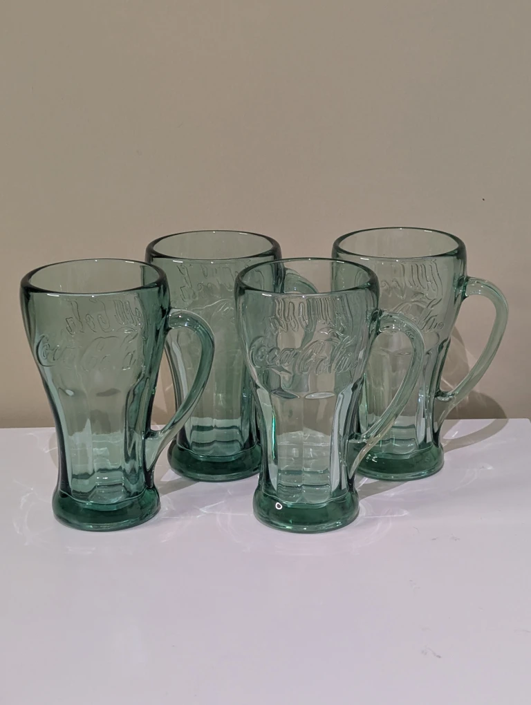 Coca-Cola Green Glass Mugs - Set of 4