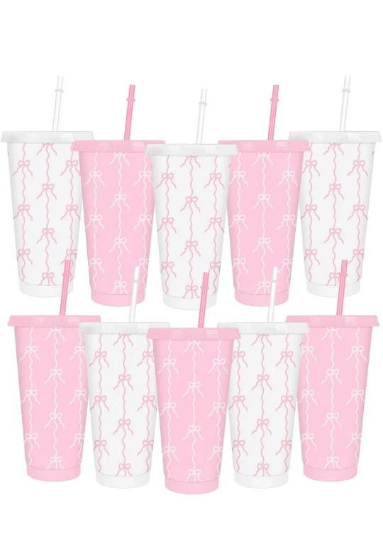 12 Pink Bow Cups