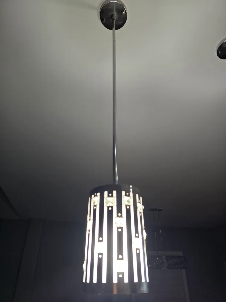 Modern Chrome & Crystal Pendant Light Fixture image indicator(3)