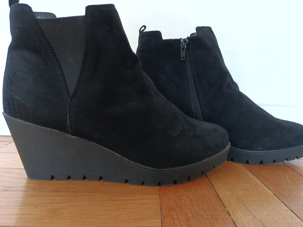 Black Wedge Ankle Boots - Size 9 - photo 2