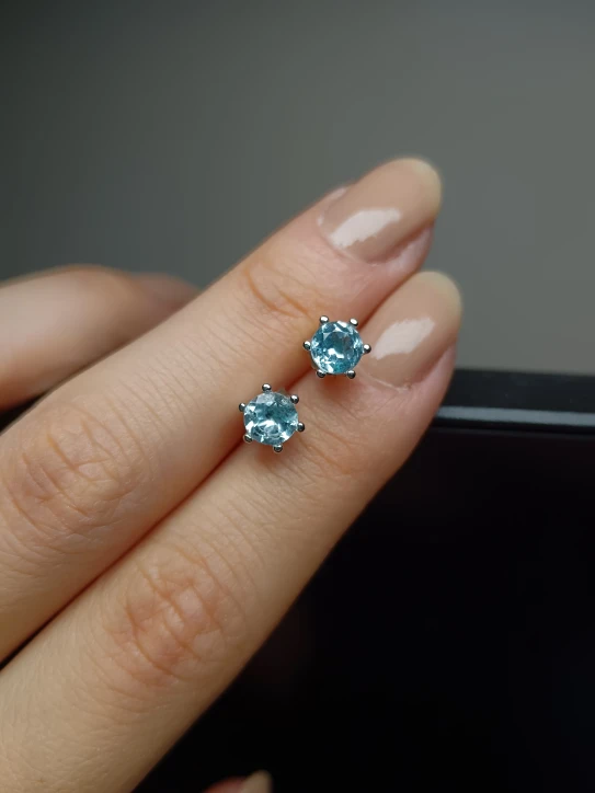 Blue Topaz Silver Stud Earrings