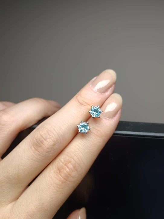 Blue Topaz Silver Stud Earrings - photo 2