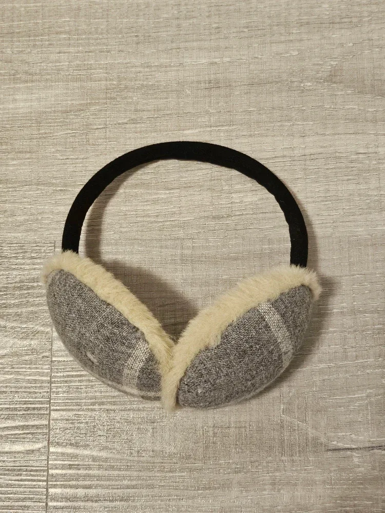 MUJI grey checked Earmuffs