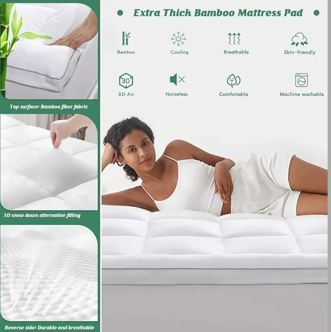 NEW Pillowtop Bamboo Mattress Topper image indicator(6)
