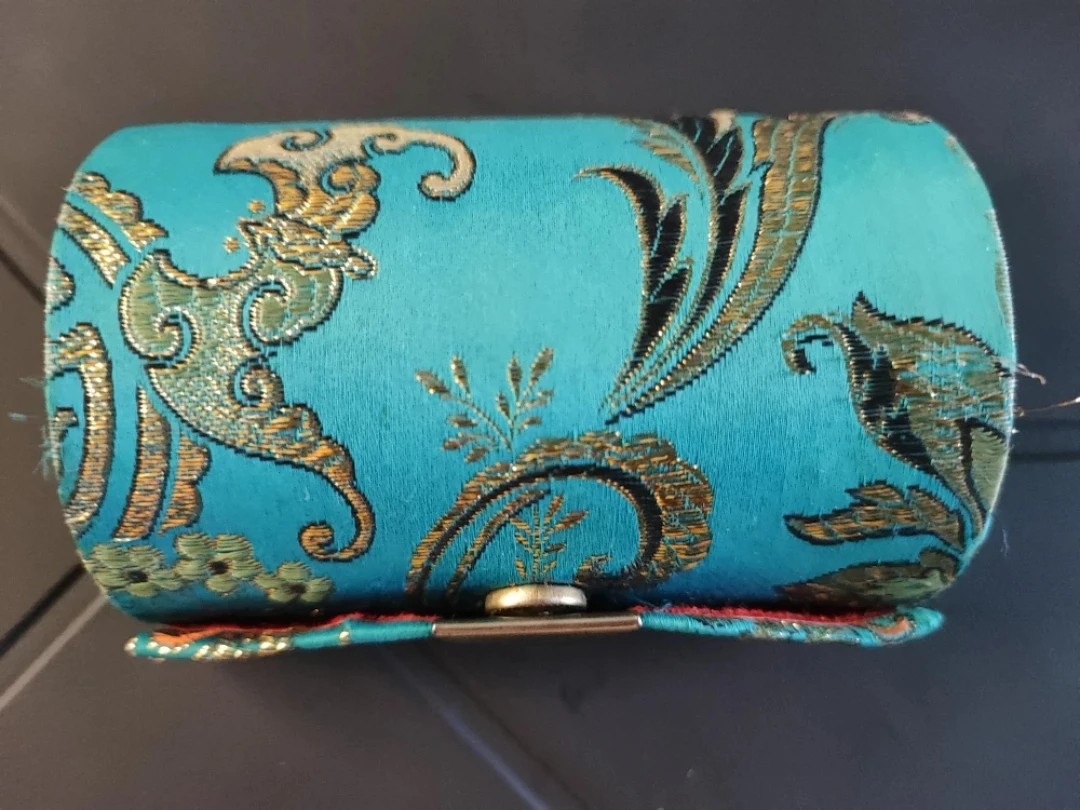 Teal Floral Patterned Lipstick Case with Mirror - photo 2