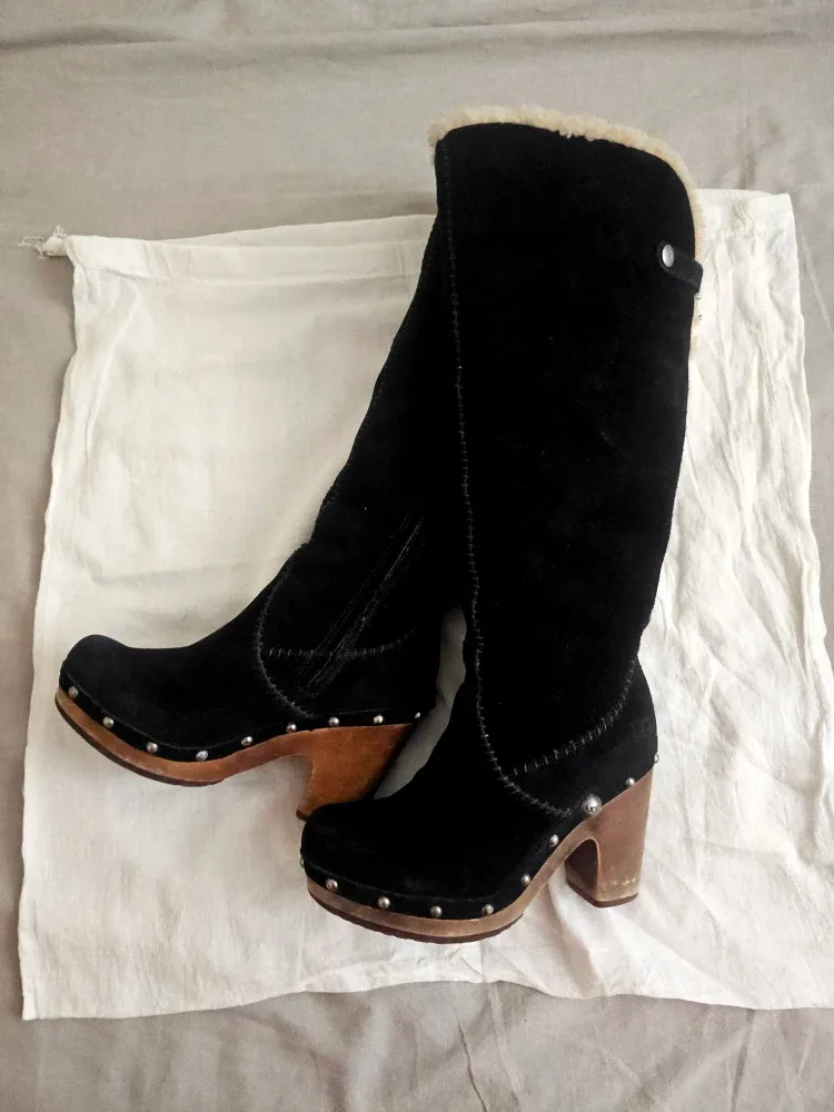 UGG Black Suede Clog Boots