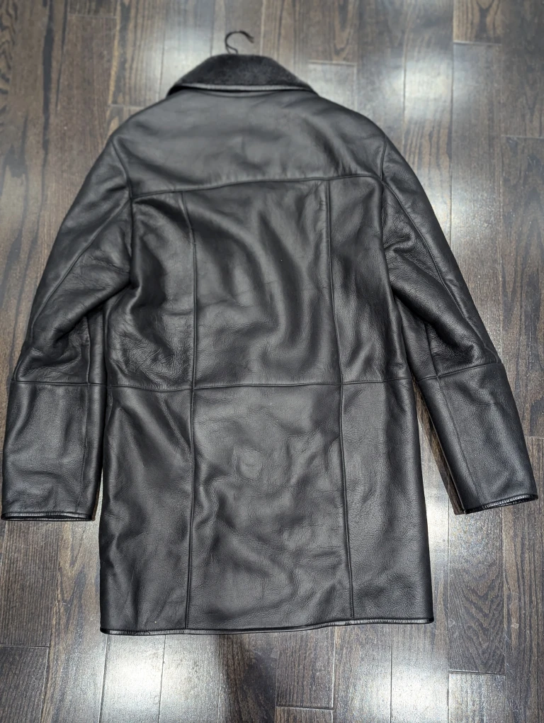 Cressida Classic Black genuine Leather fur Coat - Size L - photo 4