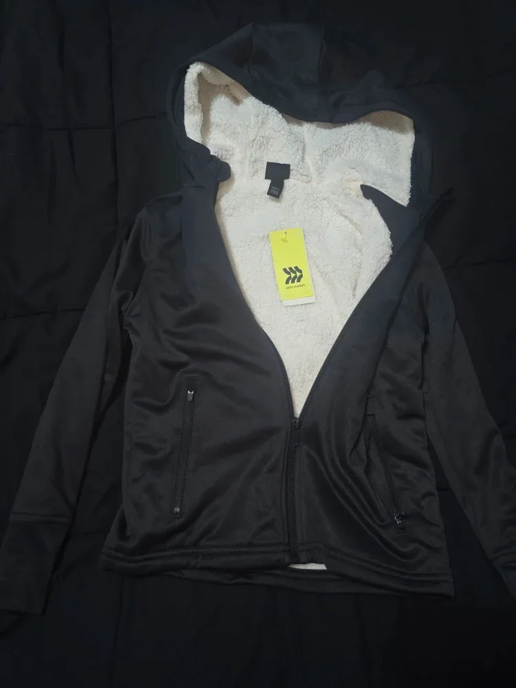 All in Motion Black Sherpa Lined Hoodie Size S (6/7)