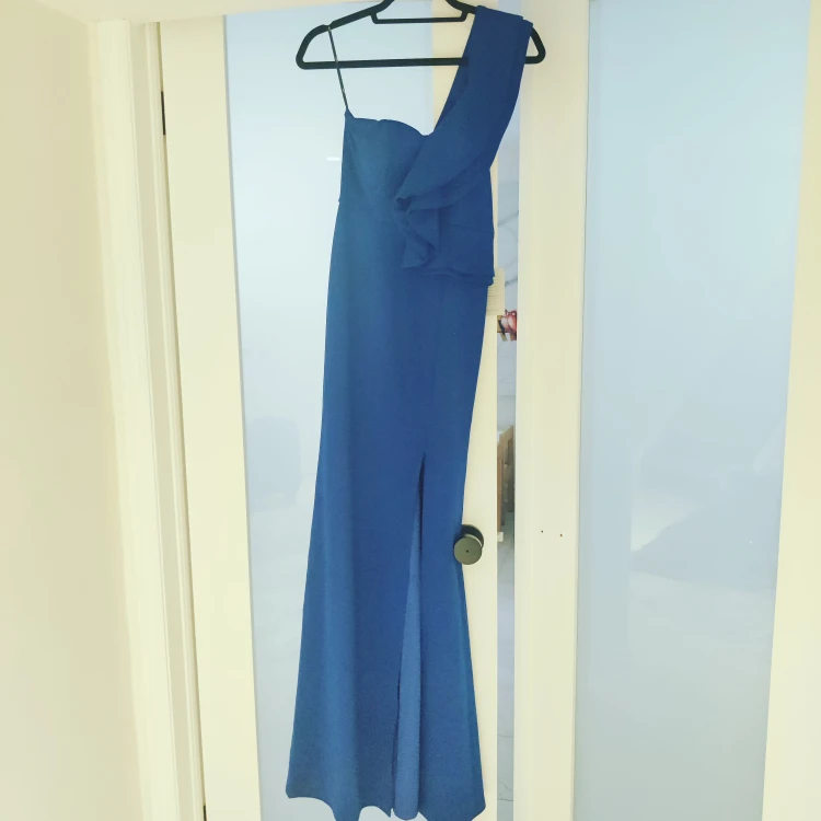 Lulus One-Shoulder Ruffle Gown - Royal Blue - photo 2