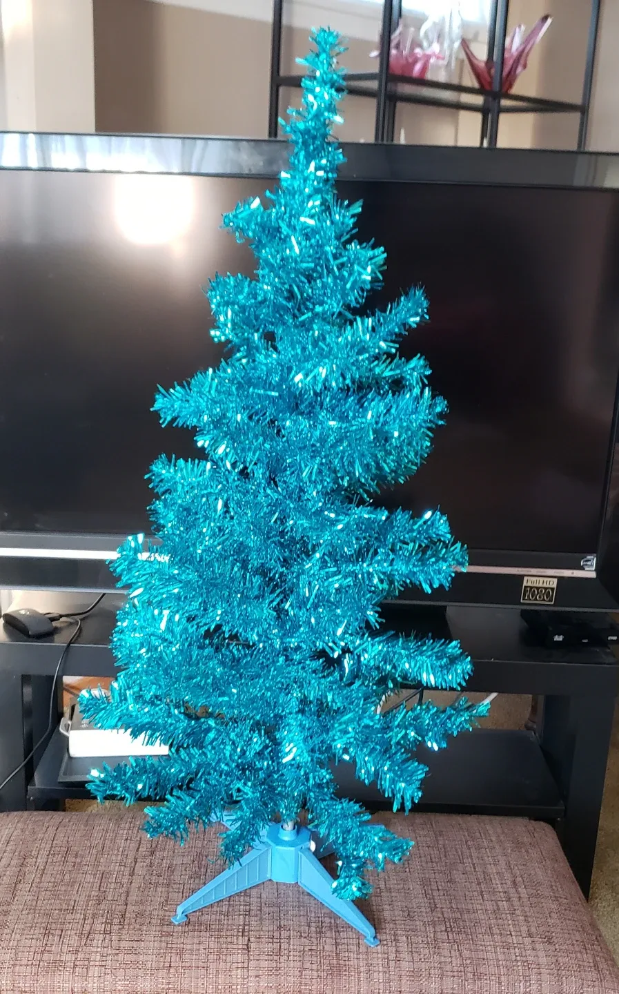 Blue Tinsel Christmas Tree Decoration image indicator(2)