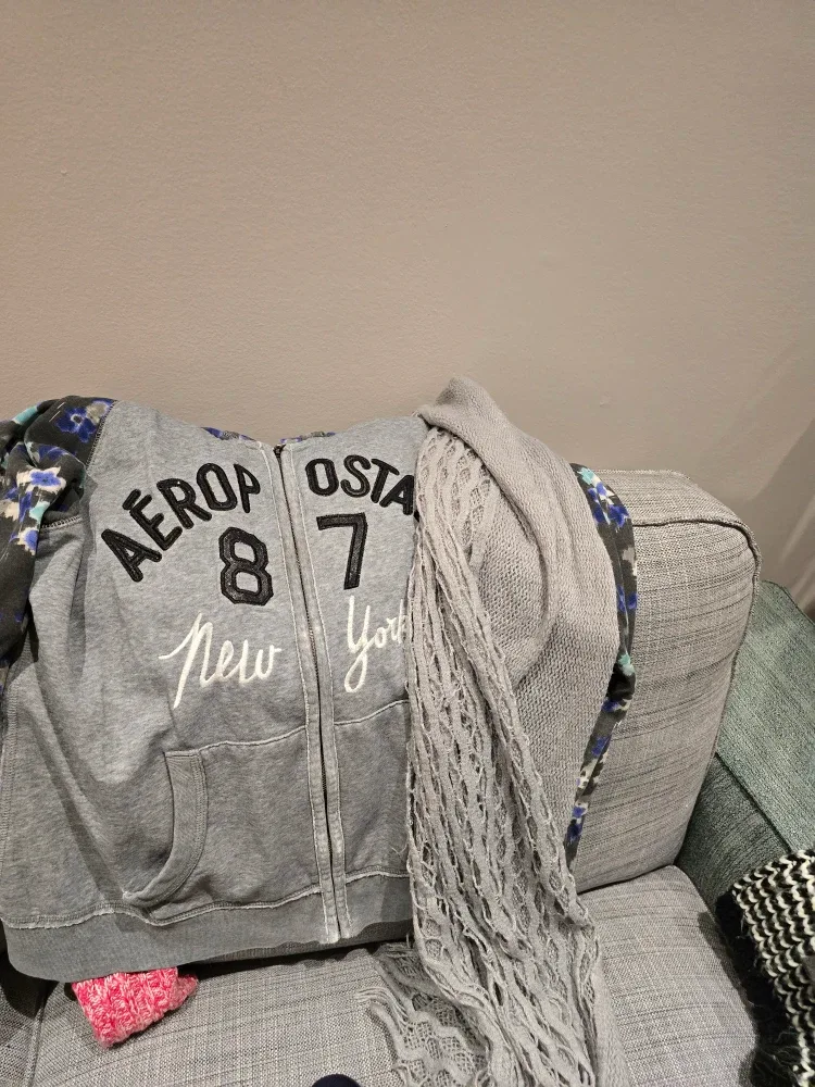 Aeropostale Grey Zip-Up Hoodie
